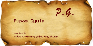 Pupos Gyula névjegykártya